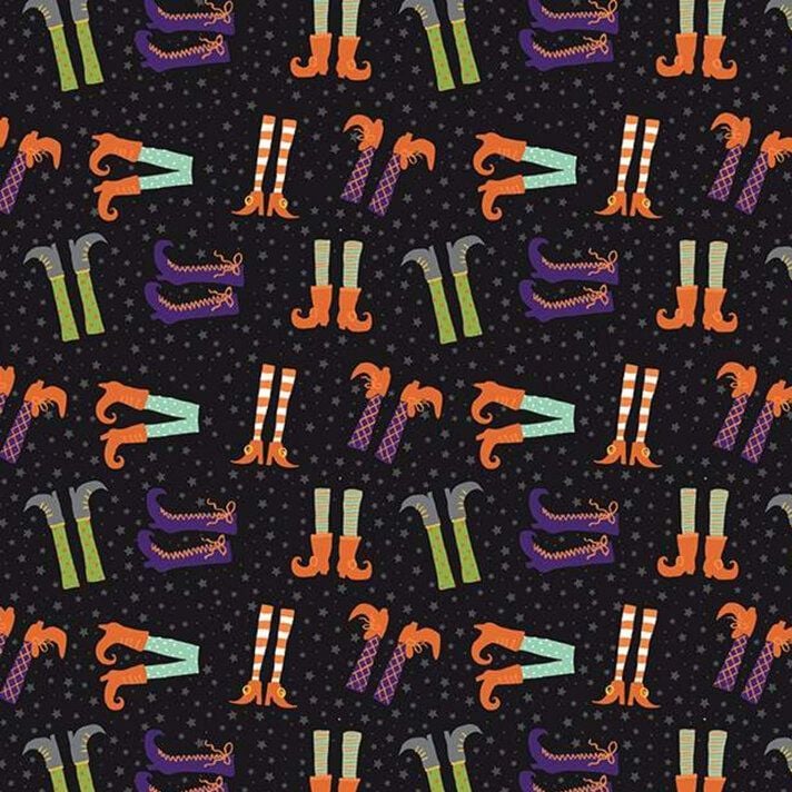 Hocus Pocus Witch Feet Witches Legs Halloween Spooky Hallowe'en Cotton Fabr