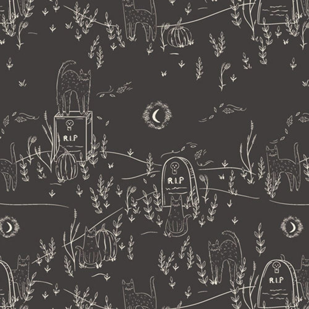 Spooky 'n Sweet Purranormal Activity in Noir Graveyard Halloween Cats Hallo