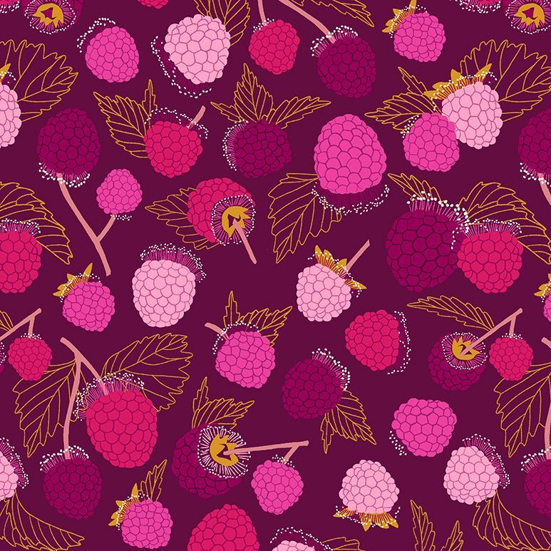 Figo Sangria Raspberries Fruit Raspberry Cotton Fabric