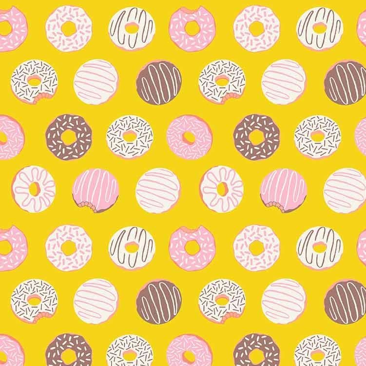 Figo American Road Trip Donuts Yellow Sprinkle Donut Cotton Fabric