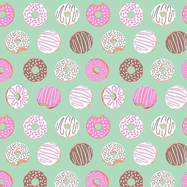 Figo American Road Trip Donuts Aqua Sprinkle Donut Cotton Fabric