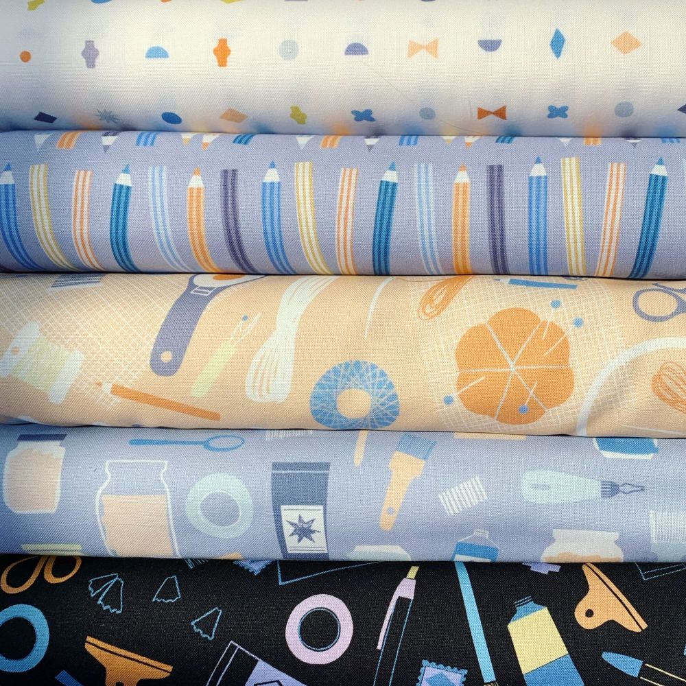 DIY 5 Fabrics Fat Quarter Bundle Cloth Stack FQ Figo Cotton Fabric