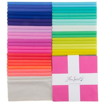 Tula Pink Designer Solids Rainbow Plain Colours Coordinates 42 Precut 10 inch Squares Cotton Fabric Charm Pack