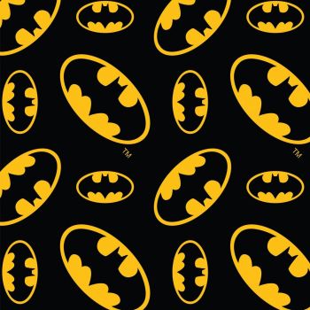 DC Batman Large Logo DELUXE Emblem Toss Comics Black Superhero Comic Book Hero Dark Knight Cotton Fabric per half metre