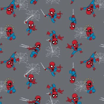 Spider-Man Kawaii Grey Marvel Spiderman Comic Books Superhero Cotton Fabric per half metre