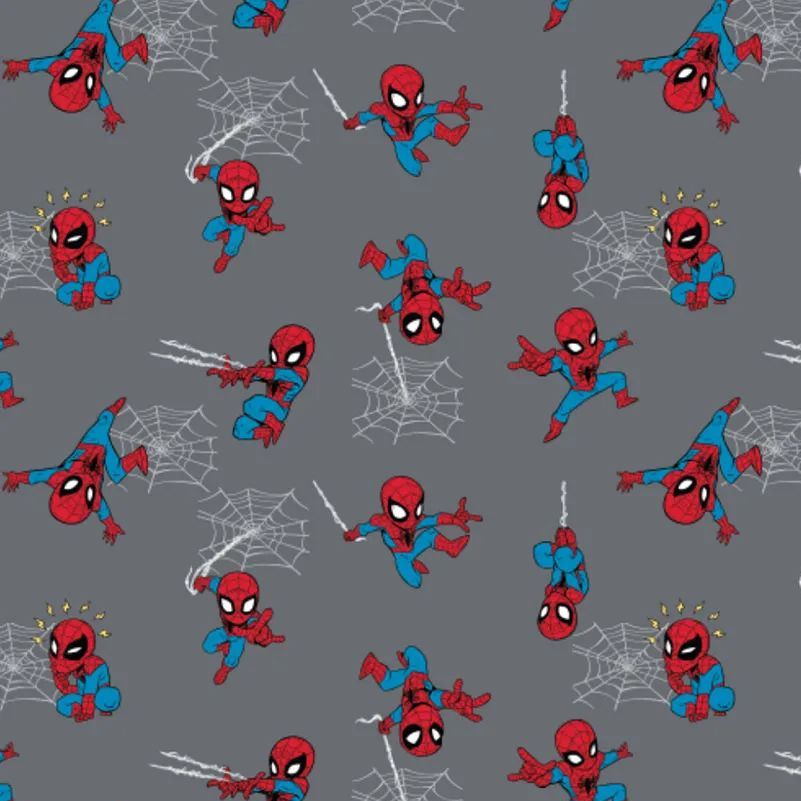 Spider-Man Kawaii Grey Marvel Spiderman Comic Books Superhero Cotton Fabric