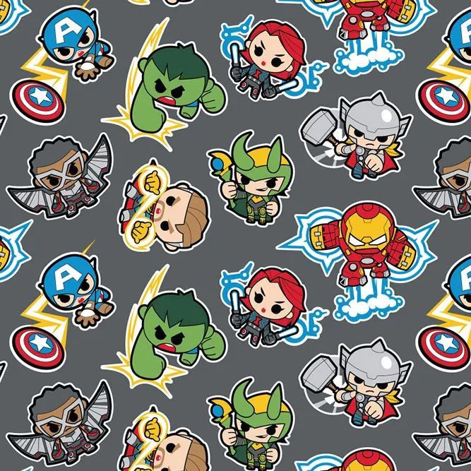 Marvel Avengers Superhero Kawaii Superheroes DELUXE Grey Character Cotton F