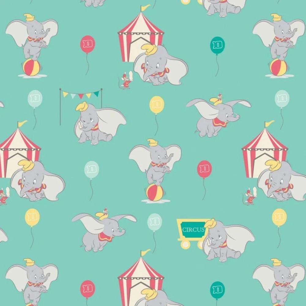 Disney Classics Dumbo In The Circus Tent Elephant Turquoise Aqua Fun Baby E