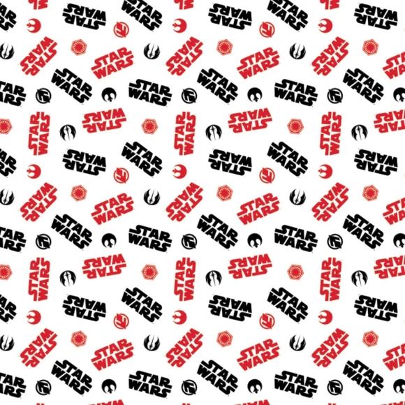 Disney Star Wars Logo Toss Black Rebel Alliance Empire Cotton Fabric