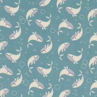 Kujira and Star Whale Dance Salt Water Dancing Whales Cotton Fabric by Rashida Coleman Hale for Cotton + Steel