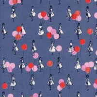 Jubilee Balloons Blue Denim Cotton Fabric by Melody Miller for Cotton + Steel