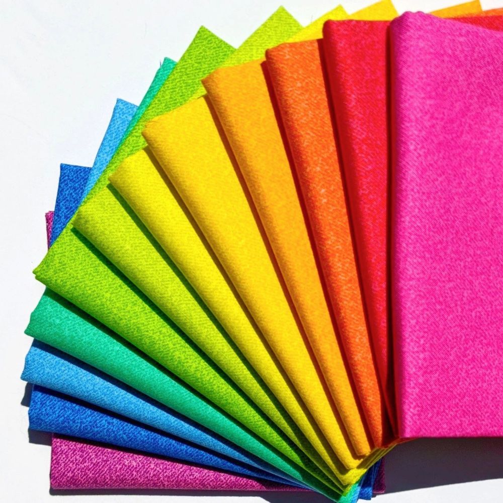 Libs Elliott Phosphor Rainbow 12 Fat Quarter Bundle Cotton Fabric Cloth Sta