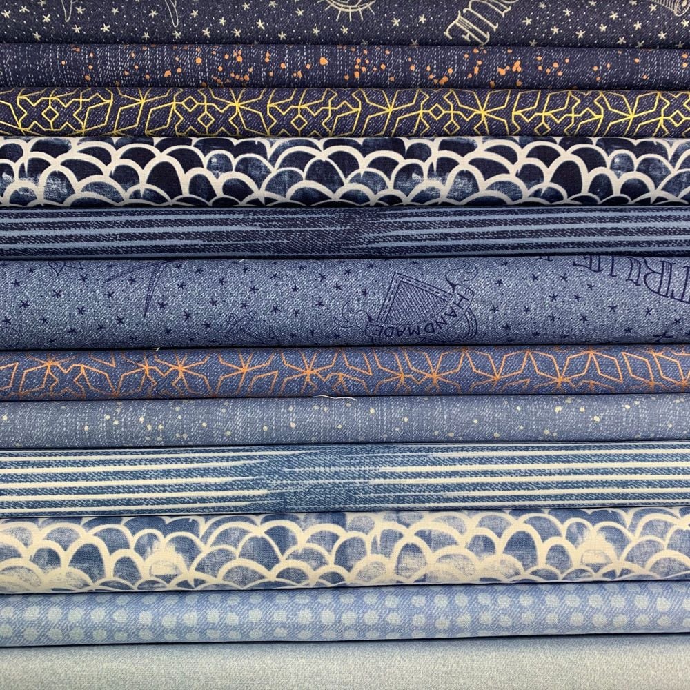 Limited Edition Libs Elliott Almost Blue 12 Fat Quarter Bundle Cotton Fabri