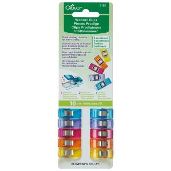 Clover Wonder Clips Assorted Colours 10 Pack for Sewing Quilting and Binding