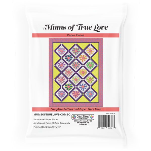 Mums of True Love Quilt Pattern & Complete EPP English Paper Piecing Paper 