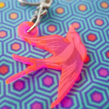 Tula Pink Fairy Dust Swallow Bird Acrylic Charm Fob