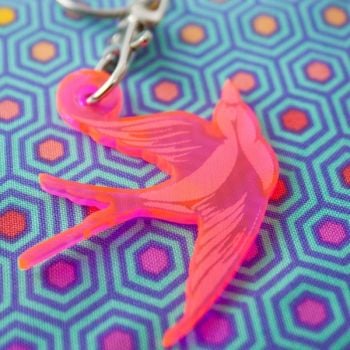 Tula Pink Fairy Dust Swallow Bird Acrylic Charm Fob
