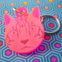 Tula Pink Curiouser and Curiouser Cheshire Cat Acrylic Charm Fob