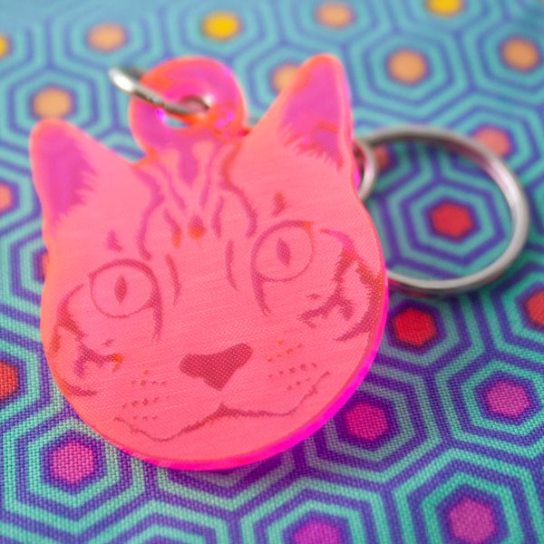 Tula Pink Curiouser and Curiouser Cheshire Cat Acrylic Charm Fob