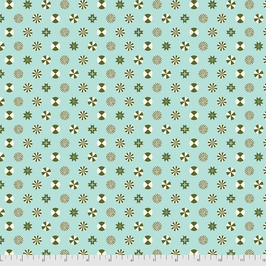 PRE-ORDER Tula Pink Holiday Homies Peppermint Stars Pinefresh Brushed Cotto