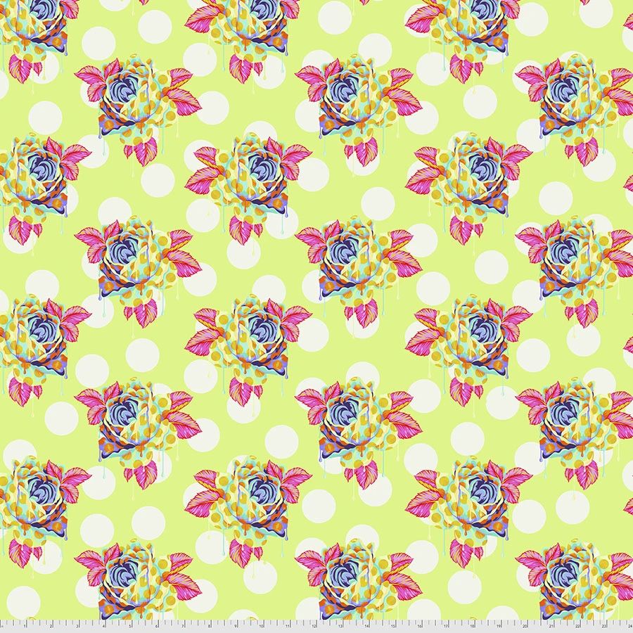 Tula Pink Curiouser and Curiouser Painted Roses Sugar Cotton Fabric