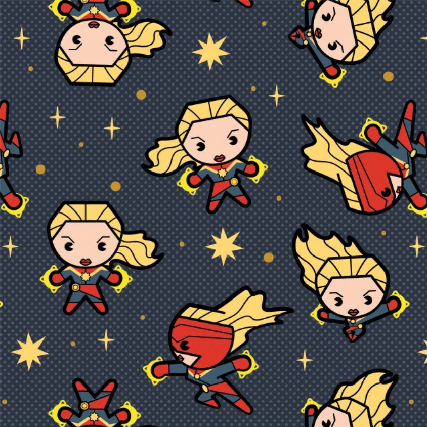 Marvel Avengers Captain Marvel Superhero Kawaii Superheroes Character Cotton Fabric per half metre