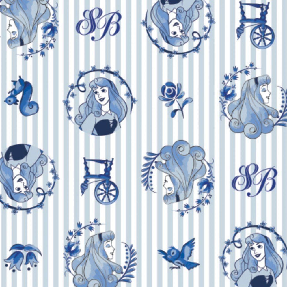 Disney Princess Sleeping Beauty Aurora Blue Badges Stripes Sketch Character
