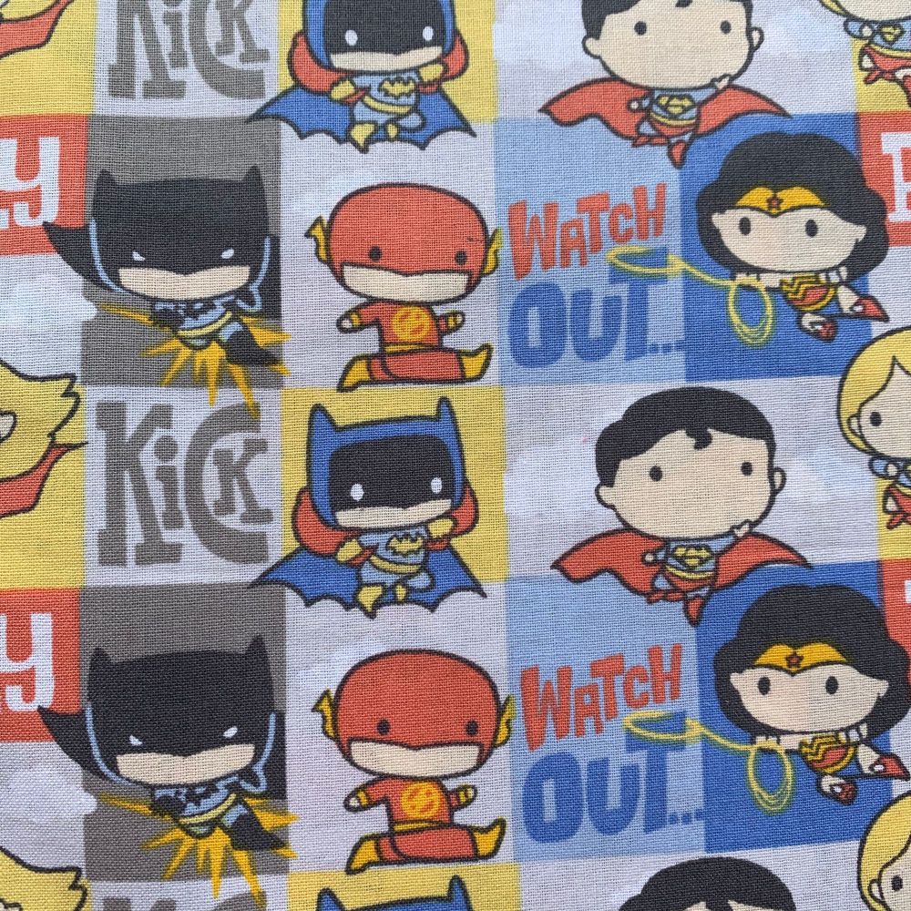 DC Superheroes In Action Comic Blocks Kawaii Justice League Batman Superman The Flash Wonder Woman Cotton Fabric per half metre