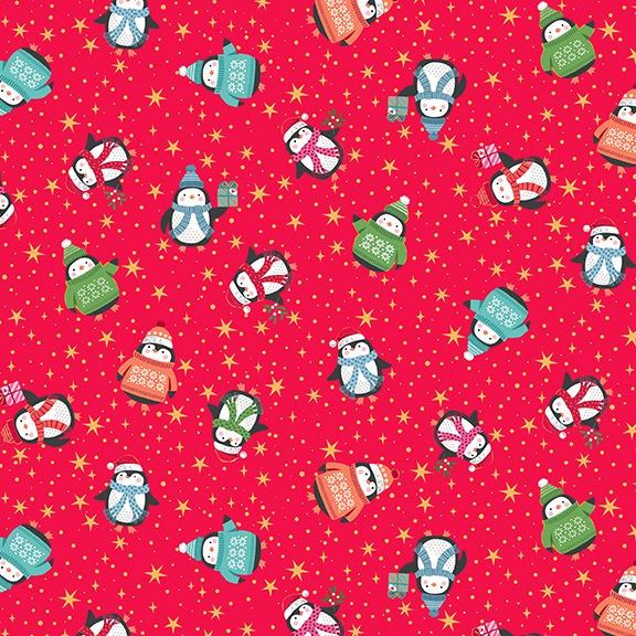 Let It Snow 2020 Penguins Red Metallic Penguin Christmas Jumpers Festive Wi