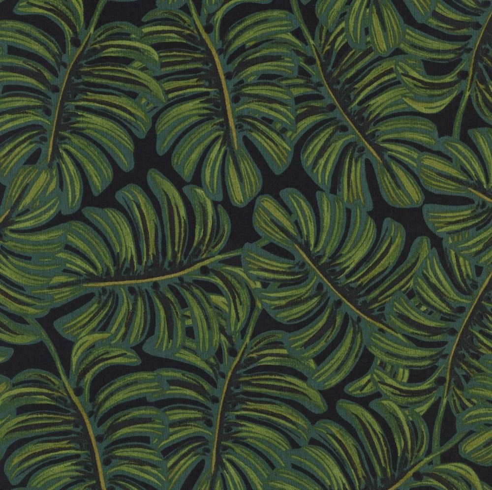 Rifle Paper Co Menagerie Monstera Botanocal Leaves Leaf Rayon Cotton Lawn F