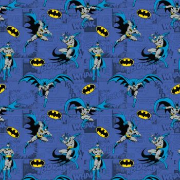 DC Batman Comics Blue Superhero Comic Book Hero Dark Knight Logo Cotton Fabric per half metre
