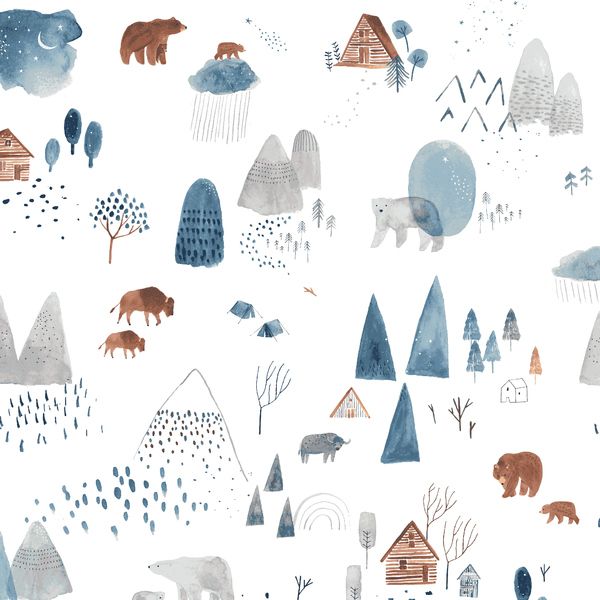 Brave Enough to Dream Dreamscape White Scenic Mountain Bears Buffalo Dear S