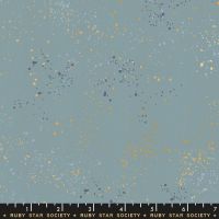 Speckled Soft Blue Metallic Gold Spatter Texture Ruby Star Society Cotton Fabric RS5027 48M