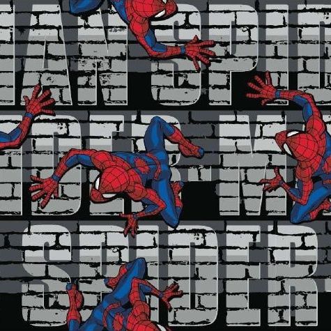 Spider-Man Web Crawler Wall Bricks Text Marvel Spiderman Comic Book Superhero Cotton Fabric per half metre