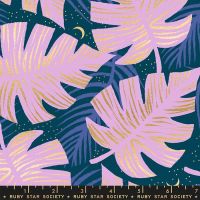 Florida Shade Palms Peacock Sarah Watts Metallic Gold Ruby Star Society Cotton Fabric