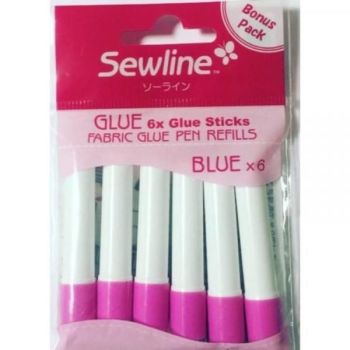 Sewline Fabric Glue Pen Refills Blue for Fabric and English Paper Piecing - 6 Pack