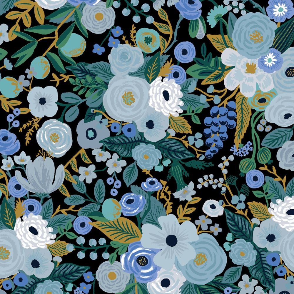 Rifle Paper Co. Garden Party Blue Rose Floral Botanical Cotton Fabric