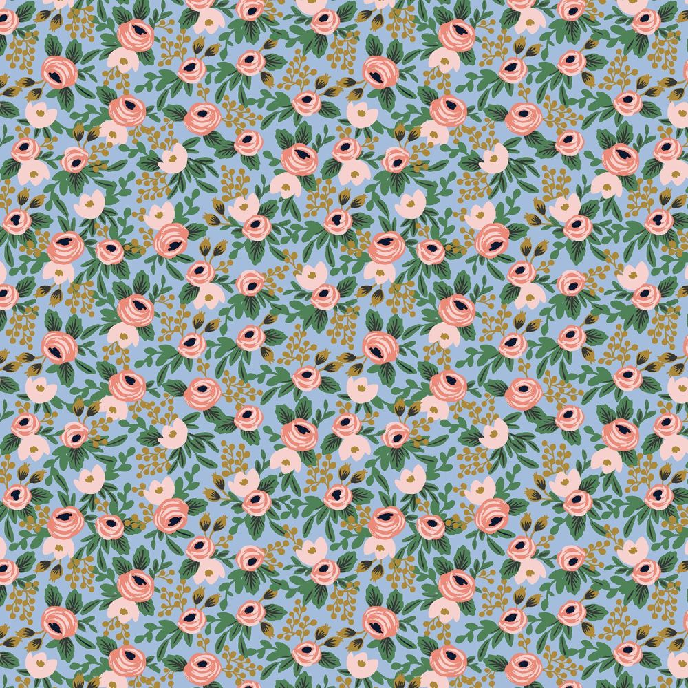Rifle Paper Co. Garden Party 2021 Rosa Chambray Metallic Gold Floral Botanical Cotton Fabric