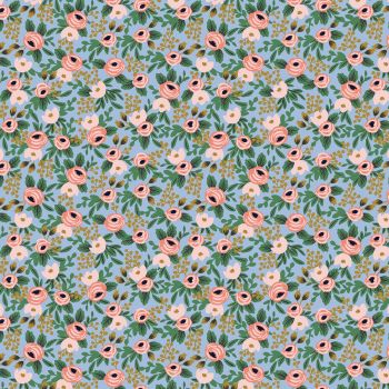 Rifle Paper Co. Garden Party 2021 Rosa Chambray Metallic Gold Floral Botanical Cotton Fabric