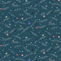 Across The Universe Rogue Planets Teal Solar Systems Stars Space Planet Cotton + Steel Cotton Fabric