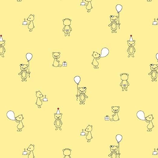 Michael Miller Celebrate Sandra Clemons Bear Cubs Lemon Nursery Cotton Fabr