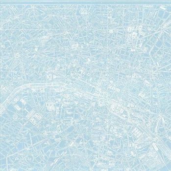 Couturiere Parisienne Blue Paris City Map Landmark Europe Riley Blake Designs Cotton Fabric per 36" Panel