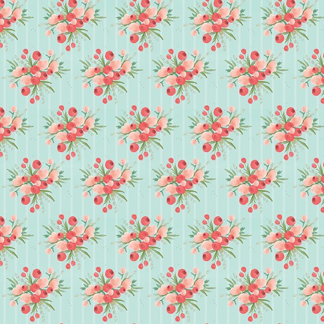 Flower Market Mint Bouquets Stripe Ditsy Floral Flowers Riley Blake Designs Cotton Fabric