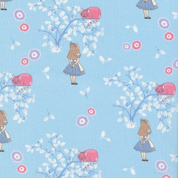 V & A Alice in Wonderland Cheshire Cat Blue Lewis Carroll Character Cotton