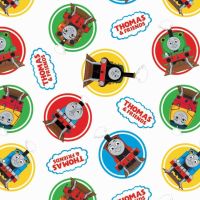 Thomas and Friends Classic Character Badges White Thomas The Tank Engine Nursery Cotton Fabric per half metre