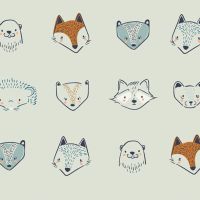 Art Gallery Fabrics Furries in Forester Little Forester Fusion Raccoon Fox Otter Nursery Cotton Fabric