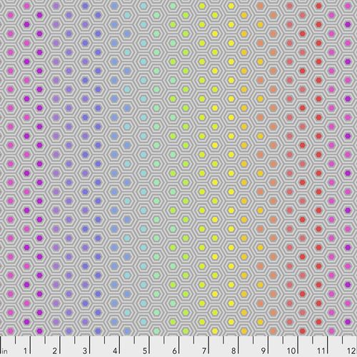FULL BOLT 13.7m Tula Pink True Colors Hexy Rainbow Dove Ombre Hexagon Spot Cotton Fabric - SHIPPING RESTRICTIONS