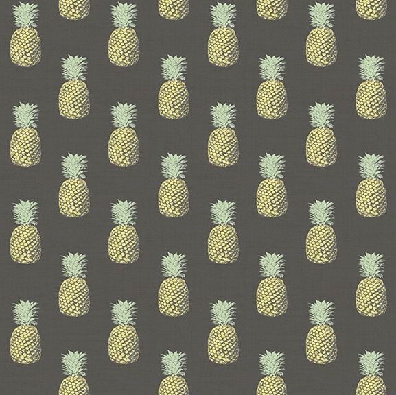 DESTASH 110cm Pineapples Fern Garden Pineapple Grey Fruit Tropical Cotton Fabric