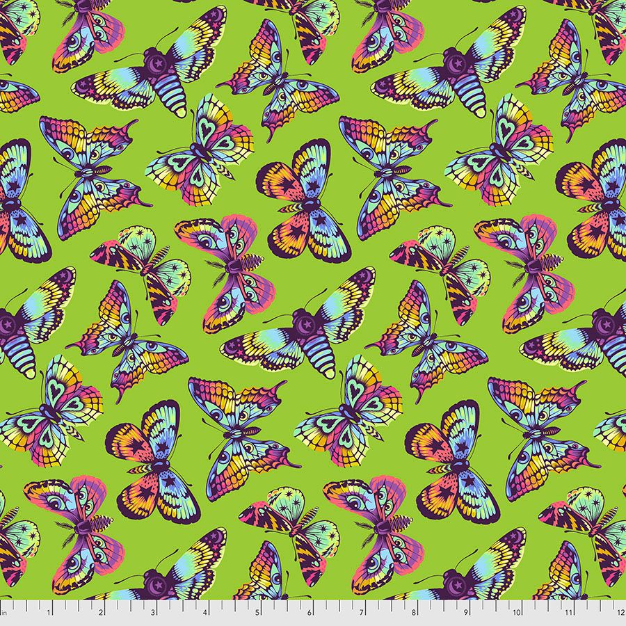 PRE-ORDER Tula Pink Daydreamer Butterfly Kisses Avocado Cotton Fabric