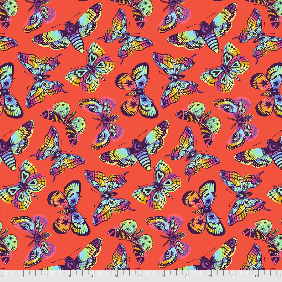 PRE-ORDER Tula Pink Daydreamer Butterfly Kisses Papaya Cotton Fabric